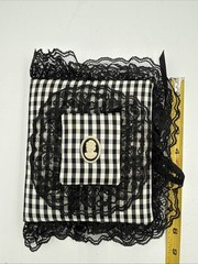 Vintage 1990s Black White Gingham Lace Address Book Cameo Victorian Gothic NOS