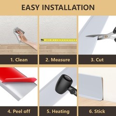 Lifronkit Flexible Baseboard Molding Trim Peel And Stick Rubber Baseboard Trim