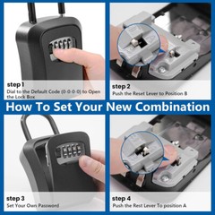 Lockbox Key Lock Box For Outside-Combination For House Key-Portable/Wall Mounted