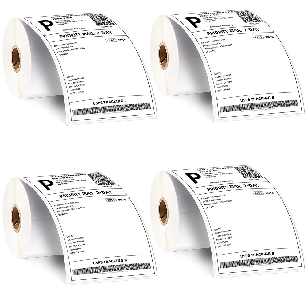 4 Rolls 4×6 Direct Thermal Shipping Labels – 250 per roll – 1000 labels
