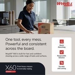 WypAll GeneralClean X60 Cloths Multi-Task Cleaning Wipes (34790), Pop-Up Box