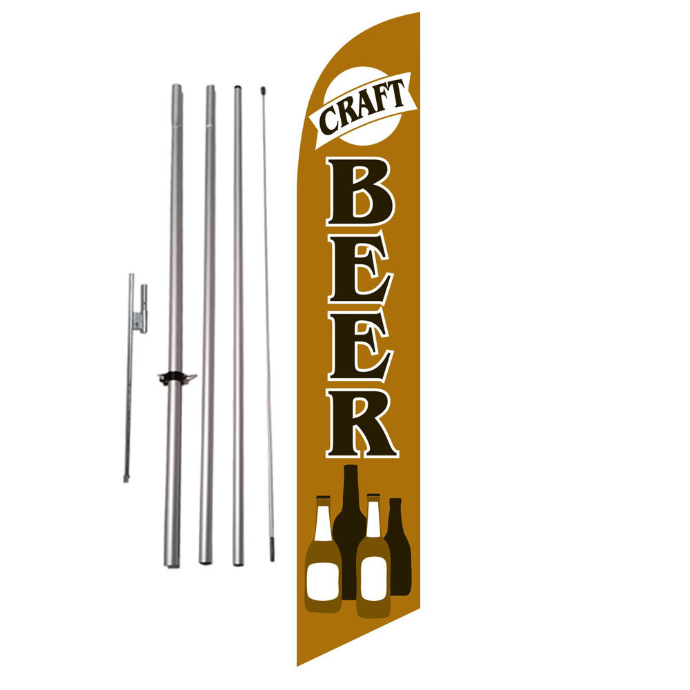 Craft Beer Liquor Market Advertising Feather Banner Swooper Flag Kit + spike