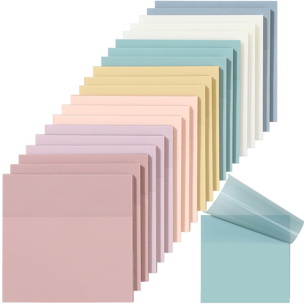[1000 Sheets] Transparent Sticky Notes, 3×3 inch Pastel Color Clear Sticky No…
