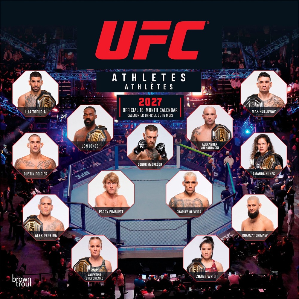 UFC Athletes OFFICIAL | 2027 12×24″ (Hanging) Monthly Square Wall Calendar