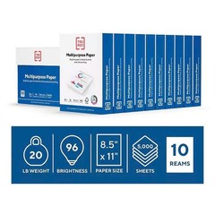 TRU RED Multipurpose Paper 8.5 x 11 – 20 lbs – 500 Sheets, 10 Reams