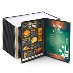 WeChef 30pcs Menu Cover 8.5×14 2 Page 4 View Double Fold Black Restaurant Cafe