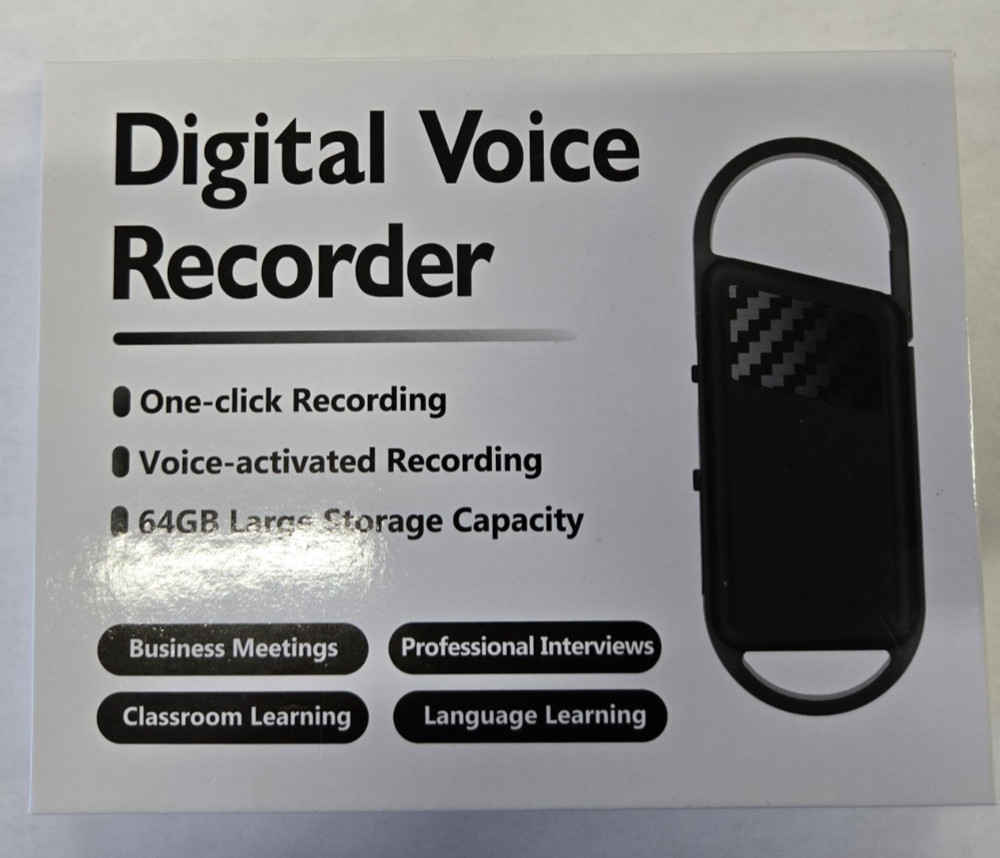 64GB Digital Voice Activated Recorder Pocket Audio Recording Playback Device