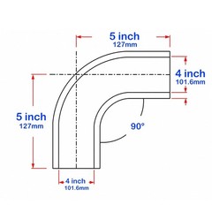 Ucreative 90 Degree Elbow ID: 4.0″ (101.6mm) 4-Ply High Performance Coupler S…