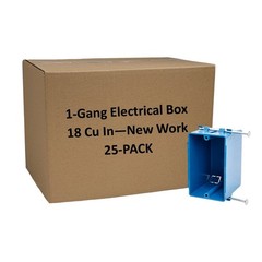 25-Pack New Work 1-Gang Electrical Switch Outlet Box ETL Listed 18 Cu In Plastic