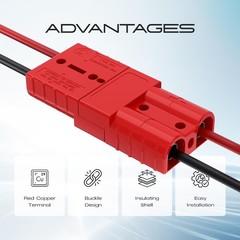 8 Pcs 6-10 Gauge Anderson Connector Plug 50A 12-36V Battery Quick Connector Red