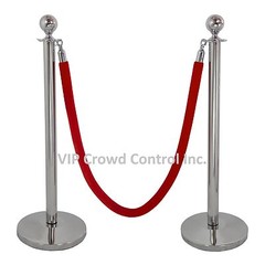 ROPE STANCHION, 5 PCS SET, CROWN TOP, MIRROR POLISH S.S. 12″ DOMED BASE