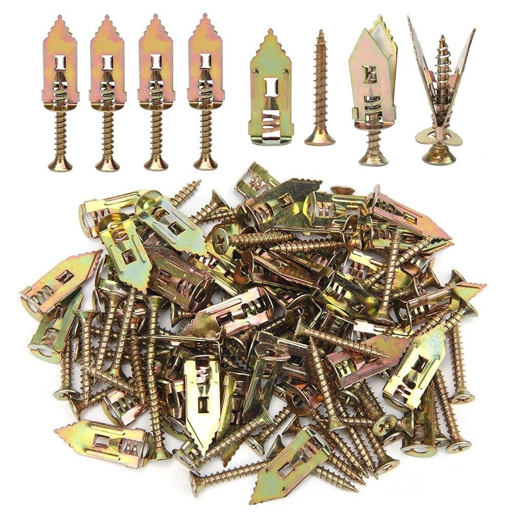 50/100PCS Self Drilling Drywall Anchors Screws Hollow Wall Anchor Expansion Kit