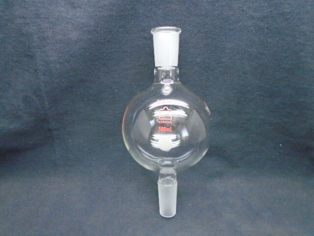 Kimble KONTES Glass 500mL Kugelrohr Single Distilling Bulb Ball Tube 24/40 Jts