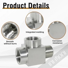 1/8 NPT tee pipe fitting female x female x male 3 ways T thread pipe adapter,…