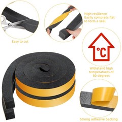 4 Rolls 1-1/2 Inch W x 1-1/2 Inch H Foam Weather Stripping with Adhesive 8 ft…