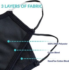 Black Face Mask Washable Reusable Cotton Safety Protection 1/3/5/10/25 50/100