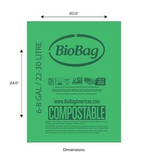 6-8 Gallon Compostable Trash Bags by BioBag, 45 Count, BPI Certified, Meets A…