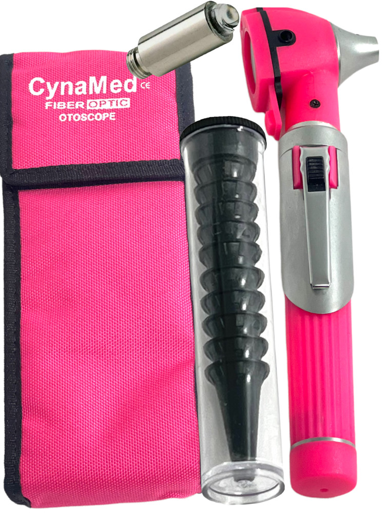 NEW MINI OTOSCOPE FIBER OPTIC MEDICAL DIAGNOSTIC EXAMINATION CE APPROVED-PINK