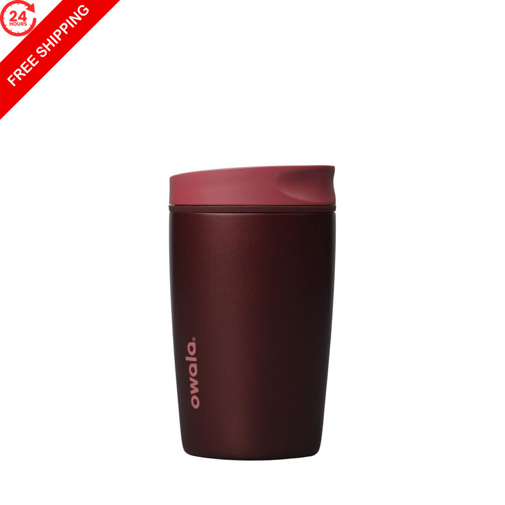 Owala SmoothSip Slider Insulated Stainless Steel 12 Ounces, Black Cherry