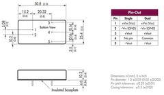 DC/DC Converter TRACO TEN 15-2422 Input 18V-36V / Output ±12V 625mA I/O 1.5kV