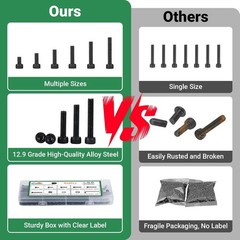 416PCS M4 Screw Assortment Kit Hex Socket Head Cap Bolts Nuts Washers 12.9 Alloy