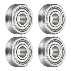 4Pcs U Groove Track Guide Bearing, 4x12x4x2mm Chrome Steel U Groove Roller