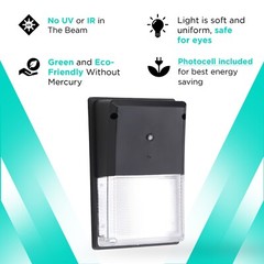 LED Mini Wall Pack with Photocell Watt & Color Selectable (30/20/15W-30/40/50K)