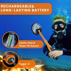 Underwater Metal Detector IP68 Waterproof 1600mAh Rechargeable Fully Submersible