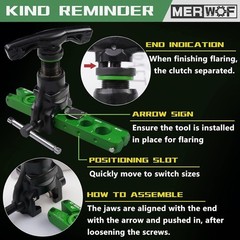 HVAC Flaring Tool Kit for 1/4” – 3/4” and 6-19mm Single Flare, 45° Eccentric T