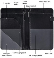Server Books for Waitress – Leather Waiter Book Server Wallet with Zipper, Cute
