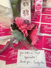 150 pcs Thank You Business Cards, Thank You Stickers, Hot Pink, Floral
