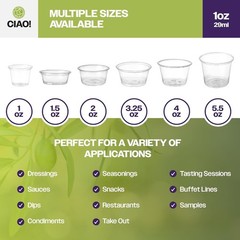 1OZ PP Clear Portion Cup,Lids Sold Separately Case of 2,500