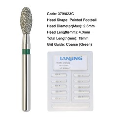 Dental Burs Diamond FG Egg Football 379/023C 379/023XF for High Speed Handpiece