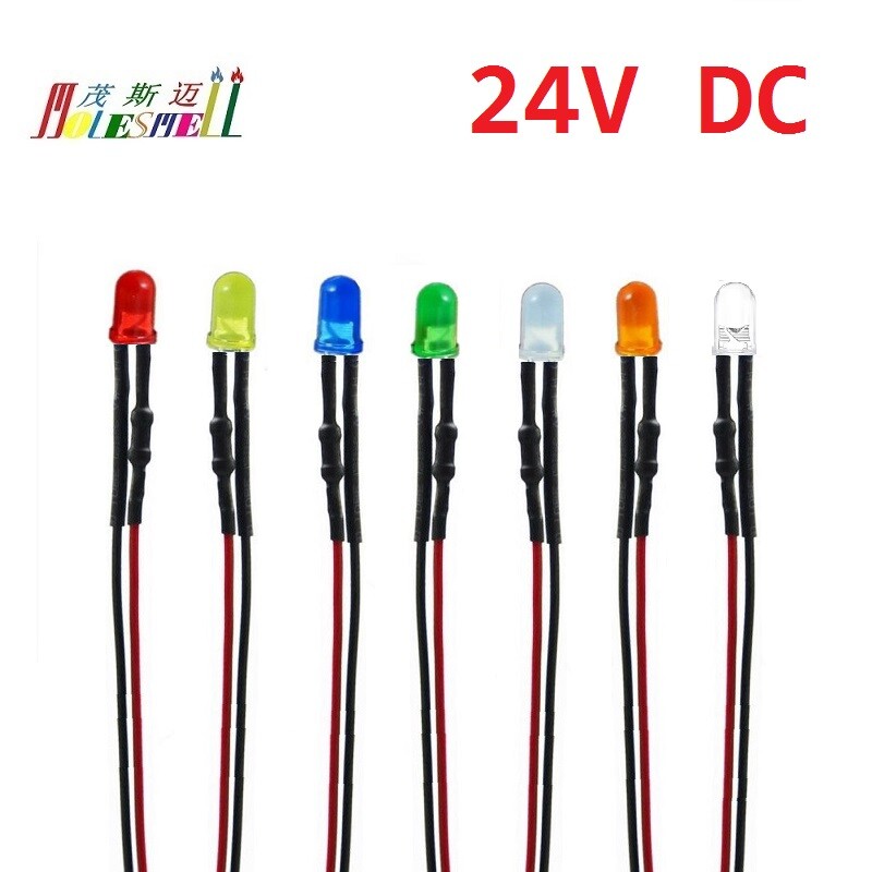 5mm 24V Pre-Wired Red Yellow Blue Green White Orange Purple Pink Warm white Leds