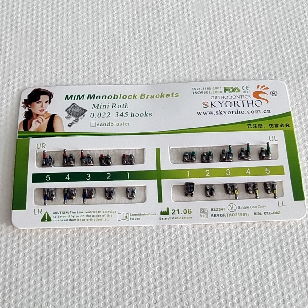 10Sets Dental Orthodontic Brackets MIM Monoblock Mini Roth/MBT 022/018 345 Hooks