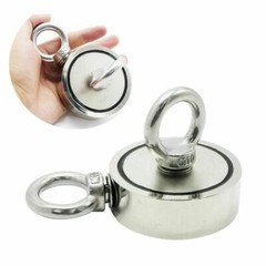 500LBS Double Sided Fishing Magnets Round Salvage Neodymium Hunt Magnet or Rope