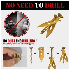 200 Pcs Self Drilling Drywall Anchors with Screws Kit, Metal Expansion Bolt