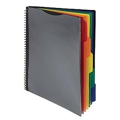 Spiral Folder Organizer – 5 Dividers & 10 Pockets with Zipper Pouch, Multi