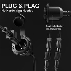 15A 125V AC Port Plug 14AWG Heavy-Duty RV Shore Inlet Power Socket 16-IN