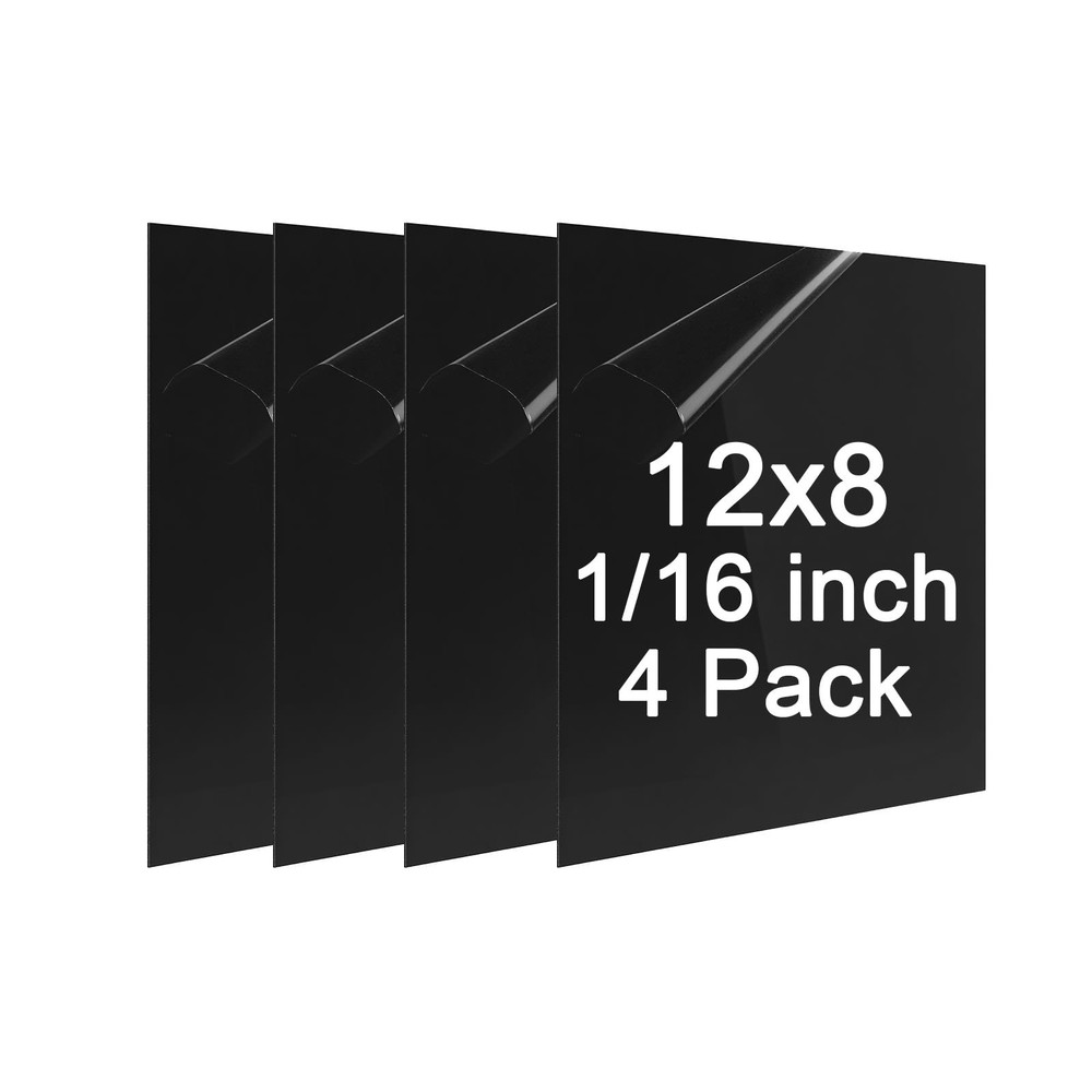 ABS Plastic Sheet 1/16 Inch Thick – 4PACK 12″ x 8″ Black Rigid ABS Board Impa…