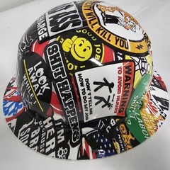 full brim hard hat custom hydro dipped IN BAD ASS CONSTRUCTION STICKER BOMB 💣