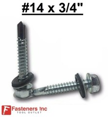 #14-14 x 3/4″ Hex Rubber Washer Self Drilling Screws Roofing Siding 3/8″ Drive