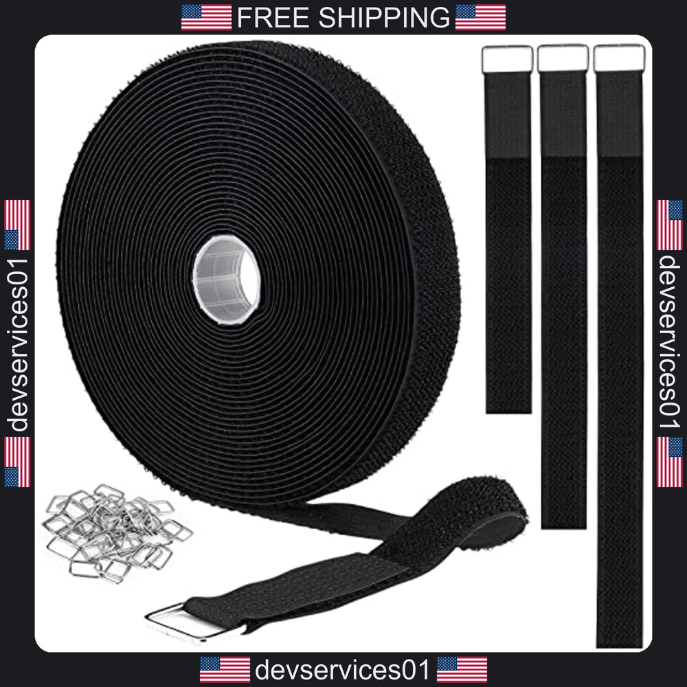 50 Pack Reusable Nylon Cable Straps with Metal Buckles for Organization
