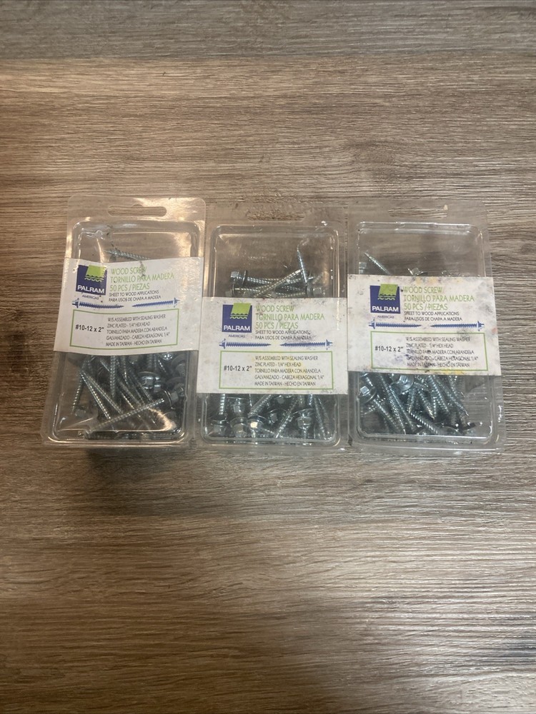 3 Count Palram Wood Screw #10-12 X 2” 80644 X 50 150 Screws