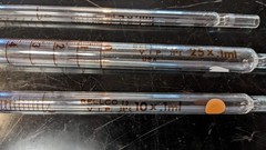 Lot of 27 pcs total, 17 Volumetric + 10 Graduated Glass Pipettes with Pumps/Bulb