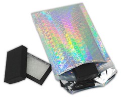 4X8 Holographic, Sunset Peach Bubble Mailers, Metallic Padded Shipping Mailing