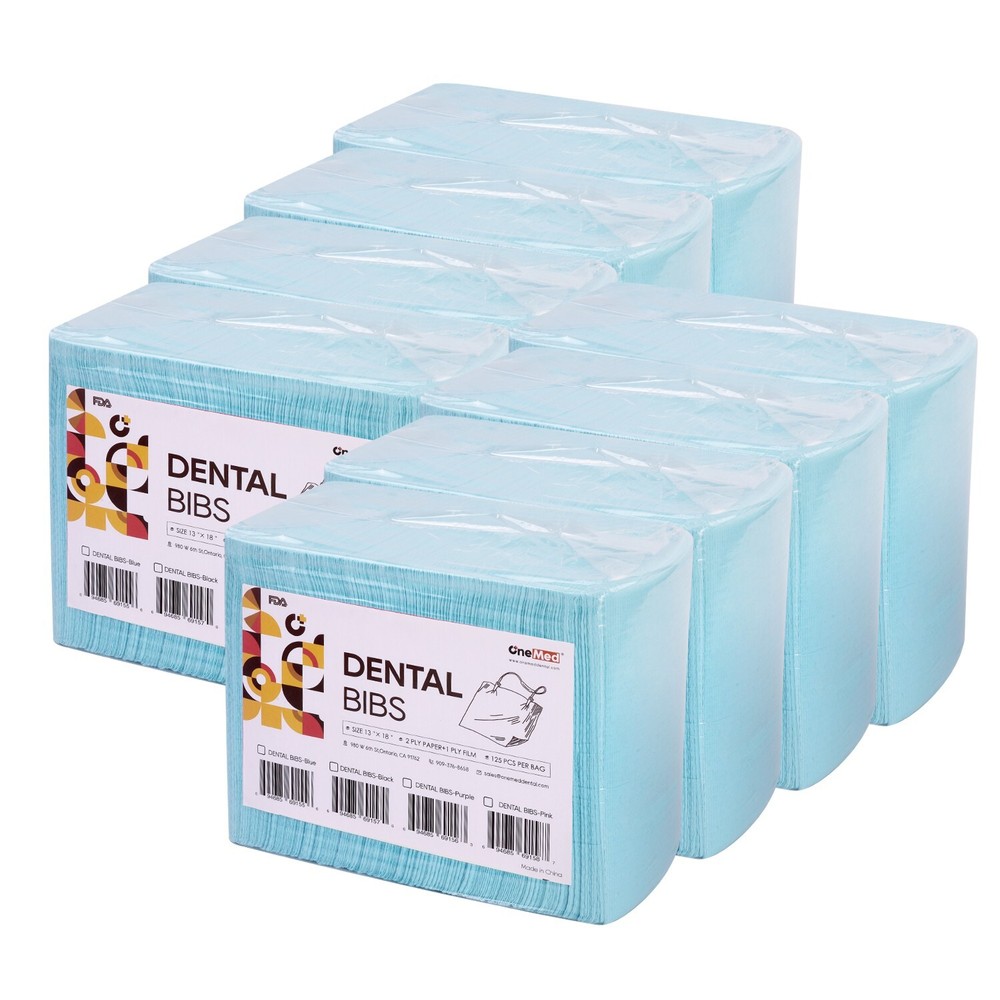 1000 OneMed Blue Dental Patient Bibs ,2+1 Ply Medical Tattoo Towel 13″x18″