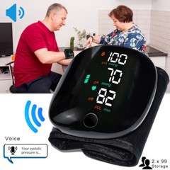 Voice Wrist Blood Pressure Monitor Rechargeable Automatic Heart Rate BP Machine