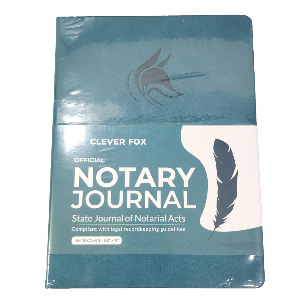 Clever Fox Official Notary Journal of Notarial Acts HC Recordkeeping Book Teal