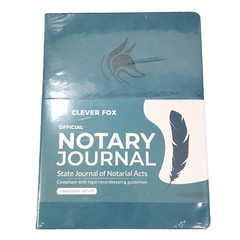 Clever Fox Official Notary Journal of Notarial Acts HC Recordkeeping Book Teal